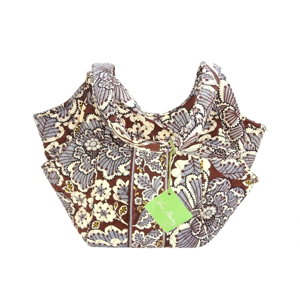 Vera Bradley Side by Side Tote Slate Blooms Quilted Floral Shoulder‎ Bag